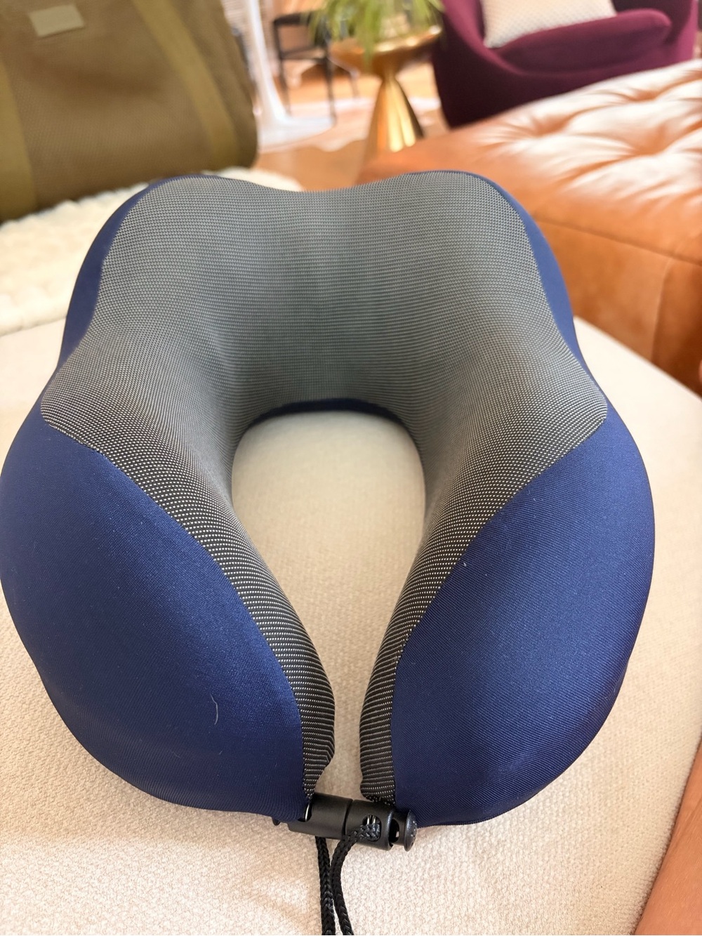 Navy/Gray Memory Foam Ergonomic Travel Neck Pillow